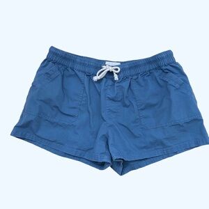 Pact Blue Organic Cotton Pull On Elastic Waist Drawstring Shorts Woman’s Large